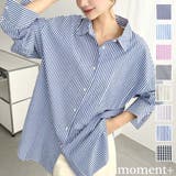 先染めストライプ＆ギンガムチェック&マルチストライプビッグシルエット長袖シャツ | moment+ | 詳細画像1 