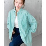 グリーン | 先染めストライプ＆ギンガムチェック&マルチストライプビッグシルエット長袖シャツ | moment+