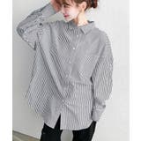 ブラック | 先染めストライプ＆ギンガムチェック&マルチストライプビッグシルエット長袖シャツ | moment+