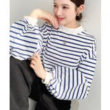 無地＆ボーダー モックネックボリュームスリーブロンT 綿100％ | moment+ | 詳細画像11 