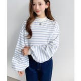 無地＆ボーダー モックネックボリュームスリーブロンT 綿100％ | moment+ | 詳細画像19 