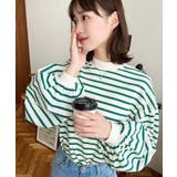 無地＆ボーダー モックネックボリュームスリーブロンT 綿100％ | moment+ | 詳細画像25 