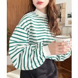 無地＆ボーダー モックネックボリュームスリーブロンT 綿100％ | moment+ | 詳細画像26 