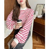 無地＆ボーダー モックネックボリュームスリーブロンT 綿100％ | moment+ | 詳細画像29 