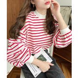 無地＆ボーダー モックネックボリュームスリーブロンT 綿100％ | moment+ | 詳細画像30 