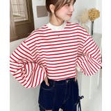 無地＆ボーダー モックネックボリュームスリーブロンT 綿100％ | moment+ | 詳細画像31 