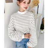 無地＆ボーダー モックネックボリュームスリーブロンT 綿100％ | moment+ | 詳細画像7 