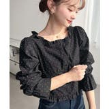 長袖キャンディスリーブコルセットブラウス スラブドット | moment+ | 詳細画像19 