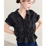 ブラック | シャーリングスキッパーシャツ | moment+