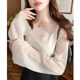 インナーキャミ付き長袖メロウ楊柳シアーブラウス | moment+ | 詳細画像13