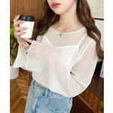 インナーキャミ付き長袖メロウ楊柳シアーブラウス | moment+ | 詳細画像2