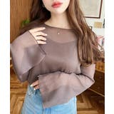 インナーキャミ付き長袖メロウ楊柳シアーブラウス | moment+ | 詳細画像21