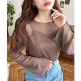 インナーキャミ付き長袖メロウ楊柳シアーブラウス | moment+ | 詳細画像23