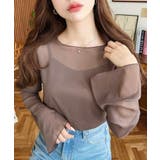 インナーキャミ付き長袖メロウ楊柳シアーブラウス | moment+ | 詳細画像24