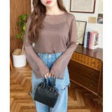 インナーキャミ付き長袖メロウ楊柳シアーブラウス | moment+ | 詳細画像25