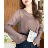 インナーキャミ付き長袖メロウ楊柳シアーブラウス | moment+ | 詳細画像26