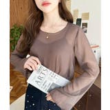 インナーキャミ付き長袖メロウ楊柳シアーブラウス | moment+ | 詳細画像29