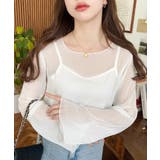 インナーキャミ付き長袖メロウ楊柳シアーブラウス | moment+ | 詳細画像6