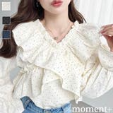 2WAYオフショルフリル長袖ドット柄ブラウス | moment+ | 詳細画像1 