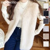 Vネックロングフェイクファーベスト | moment+ | 詳細画像1