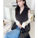 Vネックロングフェイクファーベスト | moment+ | 詳細画像19