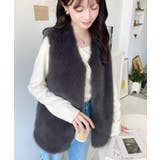 Vネックロングフェイクファーベスト | moment+ | 詳細画像20