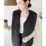 Vネックロングフェイクファーベスト | moment+ | 詳細画像21