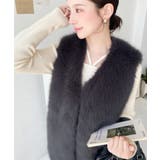 Vネックロングフェイクファーベスト | moment+ | 詳細画像24