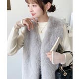 Vネックロングフェイクファーベスト | moment+ | 詳細画像26