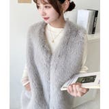 Vネックロングフェイクファーベスト | moment+ | 詳細画像27