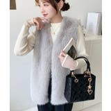 Vネックロングフェイクファーベスト | moment+ | 詳細画像28