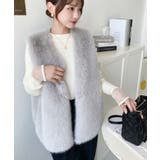 Vネックロングフェイクファーベスト | moment+ | 詳細画像29