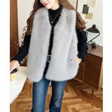 Vネックロングフェイクファーベスト | moment+ | 詳細画像32