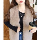 Vネックロングフェイクファーベスト | moment+ | 詳細画像35