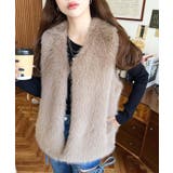 Vネックロングフェイクファーベスト | moment+ | 詳細画像36