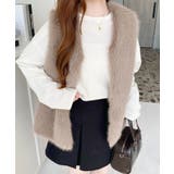 Vネックロングフェイクファーベスト | moment+ | 詳細画像40