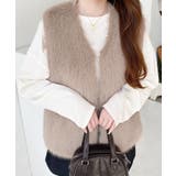 Vネックロングフェイクファーベスト | moment+ | 詳細画像41