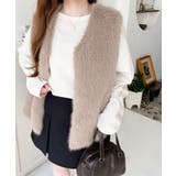 Vネックロングフェイクファーベスト | moment+ | 詳細画像43