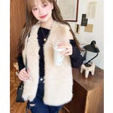 Vネックロングフェイクファーベスト | moment+ | 詳細画像44