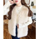 Vネックロングフェイクファーベスト | moment+ | 詳細画像47