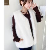 Vネックロングフェイクファーベスト | moment+ | 詳細画像5