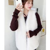 Vネックロングフェイクファーベスト | moment+ | 詳細画像6