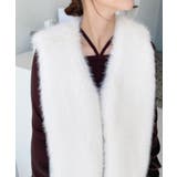 Vネックロングフェイクファーベスト | moment+ | 詳細画像8