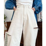 ヘビーツイル&デニムダメージストレートパンツ | moment+ | 詳細画像15 