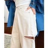 ヘビーツイル&デニムダメージストレートパンツ | moment+ | 詳細画像16 