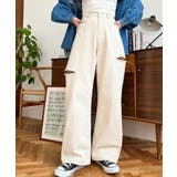 ヘビーツイル&デニムダメージストレートパンツ | moment+ | 詳細画像18 