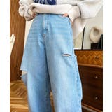 ヘビーツイル&デニムダメージストレートパンツ | moment+ | 詳細画像31 