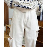 アイボリー | ヘビーツイル&デニムダメージストレートパンツ | moment+