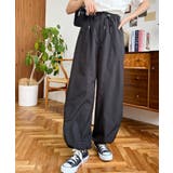 ブラック | すそドロストワークパンツ | moment+