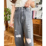 クラッシュダメージデニムパンツ | moment+ | 詳細画像1